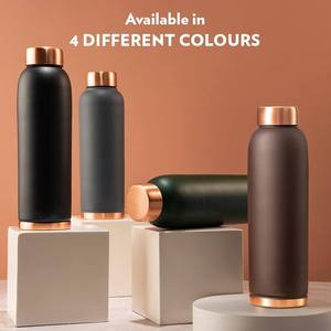 Botella térmica ayurvédica impresa en cobre con tapa de cobre, diseño minimalista, botella portátil de viaje disponible en 4 colores. - Product Image 1