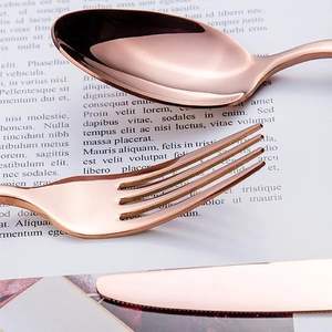 Ensemble de couverts en acier inoxydable poli miroir, ustensiles de cuisine durables, fourchette, couteau, cuillère, compatibles lave-vaisselle (Rose Gold 4) - Product Image 2