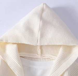 Unisex Knitted Hooded <b>Cardigan</b> Regular Sleeve Solid Color Button Front Regular Fit Casual Winter Wear 100% Cotton <b>Pocket</b> - Product Image 3