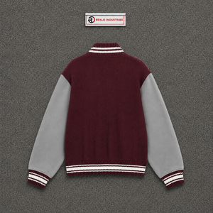 Chaqueta universitaria de lana color granate con mangas gris claro, chaqueta bomber de béisbol de primera calidad para hombre y mujer, venta al por mayor, Letterman Jack - Product Image 6