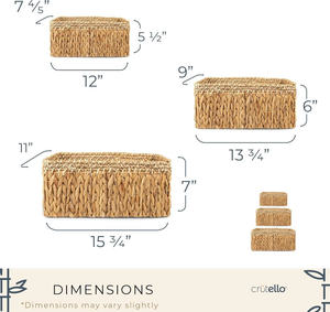 Panier de rangement tressé à la main, petits paniers tissés, décoration bohème pour salon, organisation de la maison, en jacinthe d'eau naturelle et jonc de mer - Product Image 3