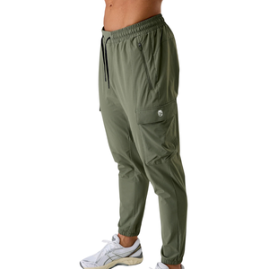 Pantalon cargo technique vert pin pour homme, léger, athlétique, coupe ajustée, avec plusieurs poches, logo personnalisé OEM, approvisionnement en gros - Product Image 3