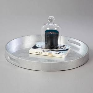 Silver Leaf Round <b>Wooden</b> <b>Serving</b> <b>Tray</b> With Handles Decorative Coffee Table Ottoman <b>Tray</b> For Hotel Restaurant Wholesale from Viet - Product Image 3