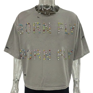 Camiseta Formal Oversize de Poliéster 100% Personalizada 2026 con Estampado DTG, Estilo Boxy, Efecto Desgastado con Piedras Preciosas, de Secado Rápido y Ecológica - Product Image 1