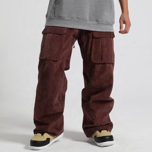 Pantalones de esquí de pana impermeables para hombre y mujer, pantalones holgados de snowboard, pantalones térmicos cargo para invierno, pantalones de nieve de pierna ancha para actividades al aire libre - Product Image 6