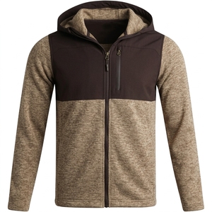 <b>Men's</b> Hooded Fleece <b>Jacket</b> Full Zip Solid Color Casual Windproof Polyester Outerwear Autumn Wear - Product Image 4