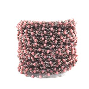 Chaîne de chapelet hydrofugée lavande avec perles rondelles facettées de 3 mm, fil métallique couleur bronze, vente en gros - Product Image 1