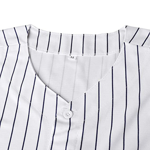 เสื้อเบสบอลผ้าฝ้ายสำหรับทุกเพศ สีขาวลายทางสีดำ ระบายอากาศได้ดี แขนสั้น ชุดยูนิฟอร์มสำหรับผู้ใหญ่ - Product Image 5