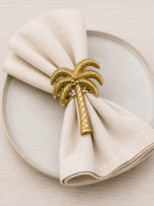 Anneau de serviette en laiton motif palmier doré, décoration de table, style glamour, accessoire de fête, largeur 5 cm - Product Image 3