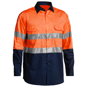 Wholesale Cotton <b>Hi</b> <b>Vis</b> Button-Up Safety Work <b>Shirts</b> for Men with LED Flash Reflective Strips Long Sleeve <b>T</b>-<b>Shirt</b> - Product Image 1