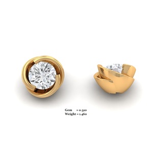 Boucles d'oreilles clous en or jaune 10 carats pour femme, diamants de laboratoire certifiés IGI, taille brillant 0,32 ct, design spirale minimaliste pour usage quotidien - Product Image 1