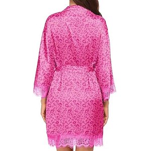 Women Sheer Lace Floral Robe <b>Satin</b> Kimono Bridal Sleepwear Sexy Lingerie Wedding Honeymoon Dressing Gown - Product Image 4