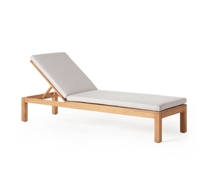 Chaise longue de jardin moderne en teck massif, réglable, avec coussin, mobilier de luxe pour piscine et jardin - Product Image 1