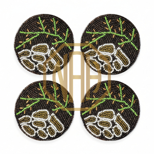 Posavasos Multicolor Hecho a Mano con Cuentas, Semillas, Flores y Hojas, Diseño Único para Decoración Festiva y Regalos - Product Image 1