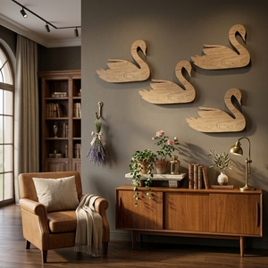 Figura de Cisne de Madera Hecha a Mano, Escultura Decorativa con Forma de Animal para el Hogar - Product Image 3