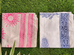 Pañuelo Cuadrado Étnico de Algodón Hecho a Mano, Estampado a Bloque, Set de Pañuelo para el Cuello y Corbata, Ideal para el Verano, Regalo para San Valentín - Product Image 3