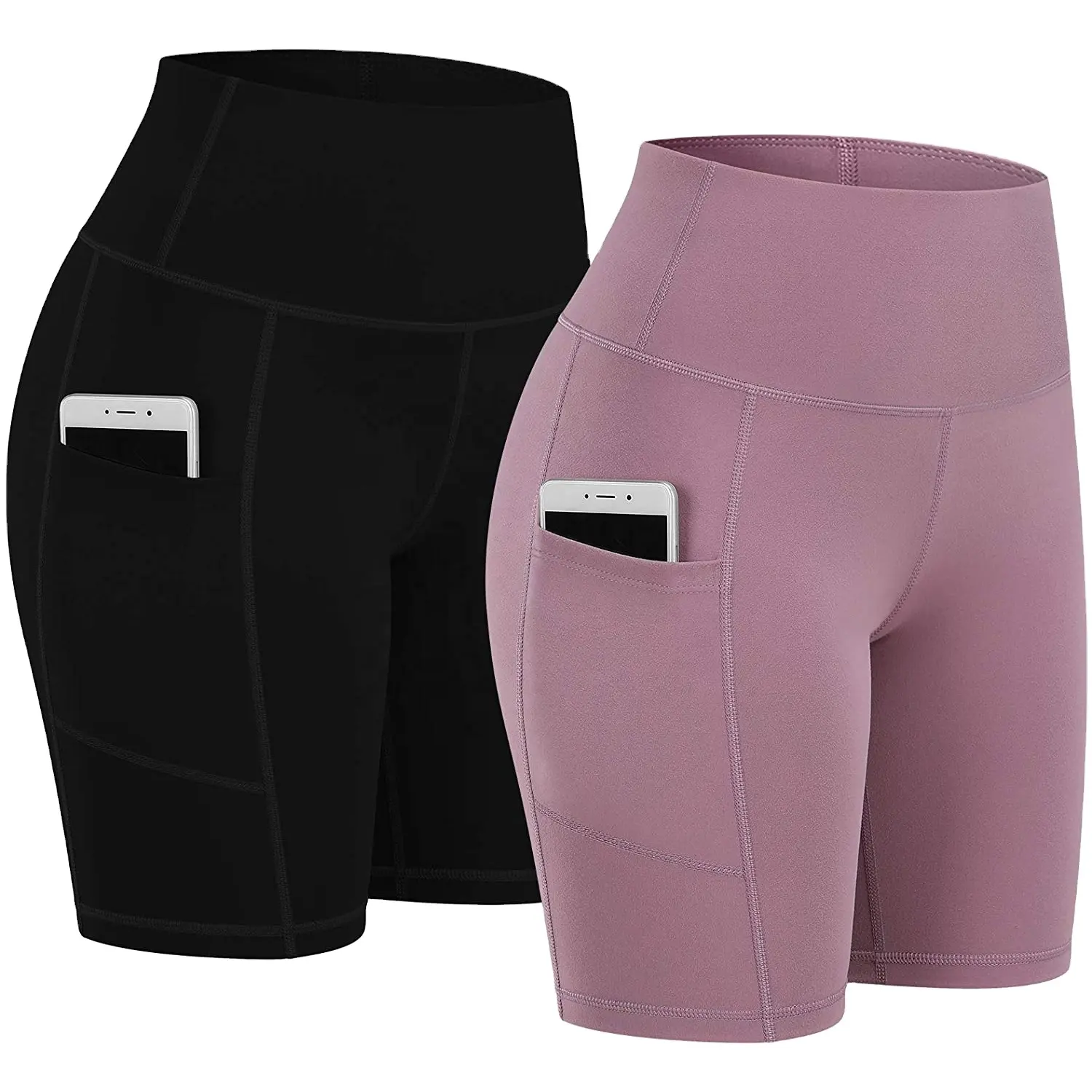 Latest Women Sports Jogging Clothing Biker shorts Ladies Outfit BreathableJumpsuits Sports gym running pink and black 502 set