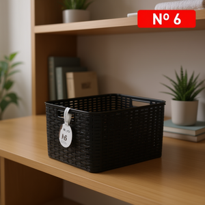 Cesto portaoggetti in plastica marrone 28.6L 34X40CM CESTA RATTAN N6 - Product Image 1