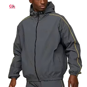 Veste coupe-vent unie personnalisée, imperméable, unisexe, et pantalon coupe-vent respirant, ensemble coupe-vent. - Product Image 2