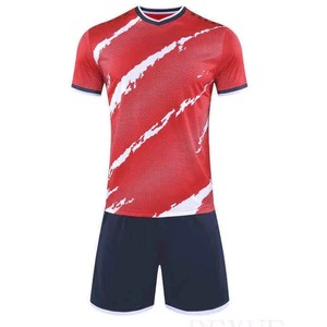 Men's Red Soccer Jersey Short Sleeve Crew Neck Sublimated Print Quick Dry <b>Polyester</b> Sport <b>Shirt</b> Adult Regular Fit - Product Image 2