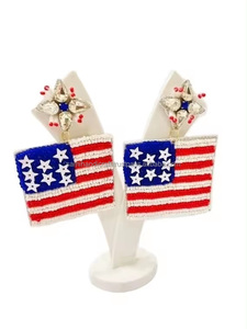 Élégant petit ruban de broderie à la mode boucles d'oreilles goutte élégant élégant petit bijoux de broderie - Product Image 5