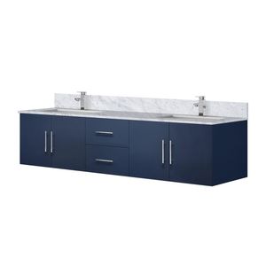 Blu navy 80 pollici. L X 22 Pollici Mobile Bagno Doppio con Top in Marmo di Carrara e Set Rubinetteria per Bagni Piccoli - Product Image 4