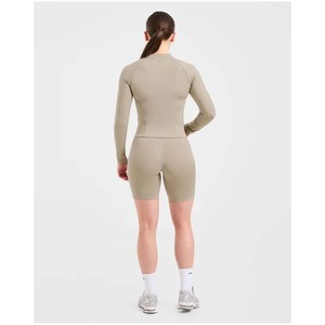 Women High Waist Full Length Yoga Jumpsuit Long Sleeve Zipper Solid Color Breathable Quick Dry Polyester Fitness <b>Bodysuit</b> - Product Image 4