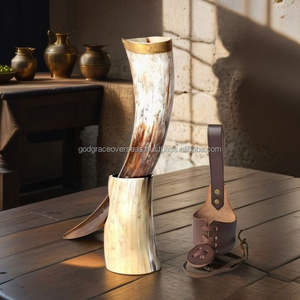 Corne à boire Viking de haute qualité avec support en fer Style religieux sain poli d'Inde - Product Image 6