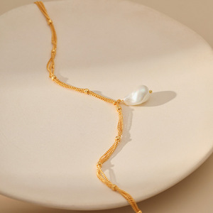 Collar con Colgante de Perlas Irregulares de Diseño Francés de Alta Gama Estilo Barroco con Cadena para Clavícula para Suéteres - Product Image 3