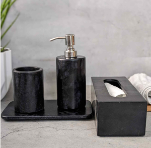 Juego de Baño de Mármol Negro de Lujo Premium, Dispensador, Portacepillos de Dientes, Jabonera, Ecológico, Duradero, Resistente a los Arañazos, Stone Era - Product Image 3