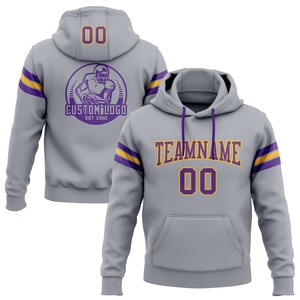 Sudadera con Capucha de Fútbol Americano Gris, Morado y Dorado, con Diseño Personalizado y Costuras a Medida, Venta Directa de Fábrica - Product Image 1