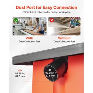 Levigatrice a mandrino oscillante da banco 2400 RPM, area di lavoro 15,4 x 16,3 pollici, 6 attacchi (da 1/2 a 3 pollici), corsa 5/8 pollici, per modellatura a mandrino - Product Image 6