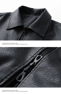 2026 Autumn Casual <b>Thin</b> Slim PU Leather Bomber <b>Jacket</b> for <b>Men</b> with Front Logo and Zipper Closure - Product Image 3