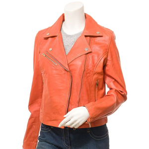 Blousons en cuir véritable satiné personnalisés pour femmes, respirants, avec poches décoratives, vente directe usine, tendance, marque de renom, collection automne - Product Image 1