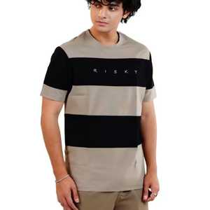 Men's Oversized Colorblock Streetwear T-<b>Shirt</b> 100% Cotton Jersey Blank Design <b>Patchwork</b> Detail Drop Shoulder - Product Image 3