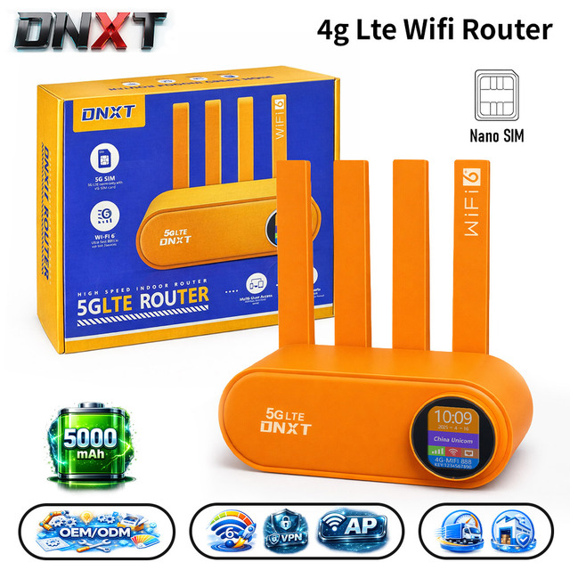 DNXT Wifi 6 Router LTE Cat4 4g Wifi Router with Sim 1WAN/3LAN 4g Router Sim Card 5000mAh AP VPN Rooter a Sim Wifi Home Use