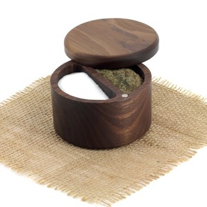 Dark Brown Color Handmade Round Shape Wooden Salt and <b>Sugar</b> Bowl Exclusive Quality Top Selling Decorative Kitchen Ware <b>Sugar</b> Pot - Product Image 2