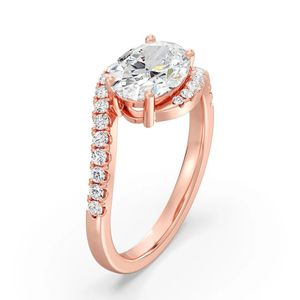 แหวนหมั้นทรงวงรีประดับเพชรแบบพาเว่ - Product Image 6