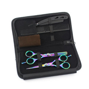 Professional Right-Handed Stainless Steel Short Handle Hair Scissors <b>Set</b> 6 Inch Straight Thinning Scissors <b>Barber</b> Shears + Hair - Product Image 6