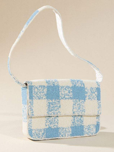 Sac bandoulière brodé fait main sur mesure, motif planche de surf, perles bleues, pour l'été et la plage, pour femmes et filles - Product Image 5