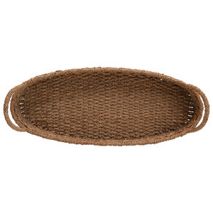 Plateau de service ovale en jonc de mer fait main, le plus vendu, avec poignées latérales, plateau de présentation écologique pour la décoration intérieure, fournisseur en gros - Product Image 4