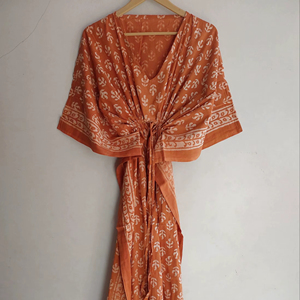 Handmade Long Kaftan Dress Cotton Kaftan Free Size Sexy Kaftan Night Dress Women Beach Cover <b>up</b> Long Nightwear Gown Natural - Product Image 1