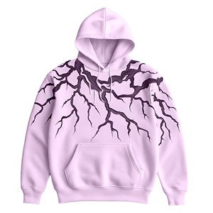 Sweat-shirt à capuche blanc pour homme avec imprimé éclair noir, coupe classique, décontracté, pour l'automne, avec poche, en tissu French Terry - Product Image 3