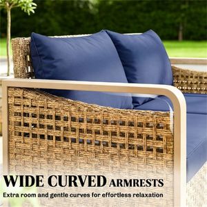 Divano Doppio da Esterno Blu Scuro per Terrazza, Arredamento da Giardino - Product Image 3