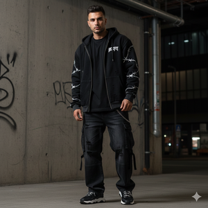 Nouvelle Arrivée 2026 – Sweat à Capuche Oversize Streetwear avec Fermeture Éclair, 100% Coton Molletonné, Impression Graphique, Épaules Tombantes - Product Image 1