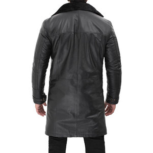 Manteau long ceinturé en cuir et fourrure marron, style vintage, tendance, écologique et imperméable pour homme, collection hiver 2026 - Product Image 2