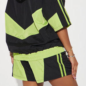 Vente flash : Ensemble de survêtement court deux pièces pour femme, 100% coton, brodé, avec veste coupe-vent zippée - Product Image 6