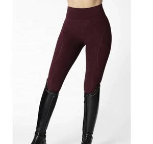 Pantalones de equitación de cintura alta para mujer, largos, con bolsillos, de punto, de elastano, elásticos en cuatro direcciones, color negro sólido, con cierre de botón y perlas. - Product Image 6