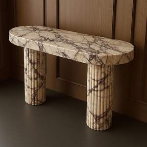 Marble Solid Surface Water Resistant Modern Console Table with Polished Finish and <b>Square</b> <b>Edge</b> for Interior Use - Product Image 1