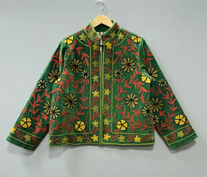 Suzani Velvet Floral Hand Embroidered Luxurious Jackets With Floral Design t Bomber Jacket Unisex All Seasons - Product Image 2